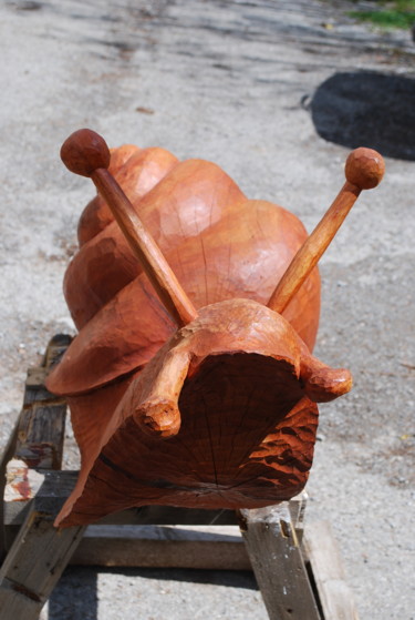 Escultura intitulada "escargot" por Toya, Obras de arte originais, Madeira