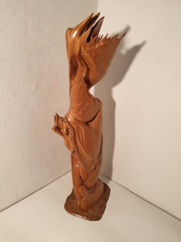 Skulptur mit dem Titel "La flamme de l'amou…" von Toya, Original-Kunstwerk, Holz