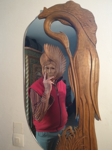 Sculpture intitulée "Le masque -  "Ange"" par Toya, Œuvre d'art originale, Bois