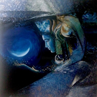 Peinture intitulée "naissance d'une-lun…" par Fouzi El Basri, Œuvre d'art originale