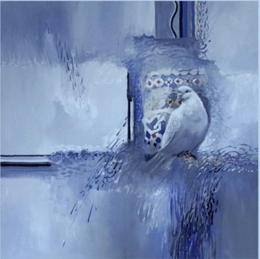 Peinture intitulée "colombe et vestiges" par Fouzi El Basri, Œuvre d'art originale, Huile