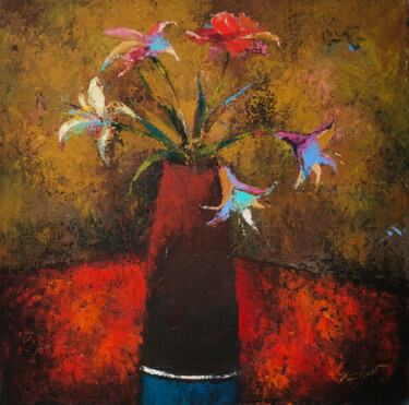 Pintura intitulada "Flowers" por Elchin Bunyatov, Obras de arte originais, Óleo