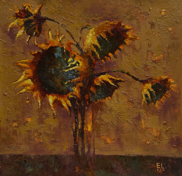 Painting titled "Sunflowers" by Elchin Bunyatov, Original Artwork, Oil
