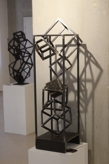 Sculpture titled "EldeKan "Frame cube…" by Eldekan, Original Artwork, Metals