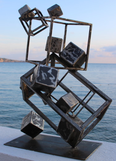 Sculpture intitulée "EldeKan "Big Cubes"" par Eldekan, Œuvre d'art originale, Métaux