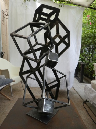 Sculpture titled "EldeKan "High Cubes…" by Eldekan, Original Artwork, Metals