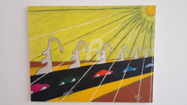 Painting titled "O Circuito solar" by Elder Freitas, Original Artwork, Oil