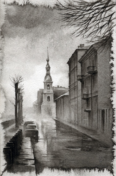 On Kriukov chanal - На Крюковом канале Drawing titled "On Kriukov chanal…" by Eldeukov - Ильдюков, Original Art, Oil