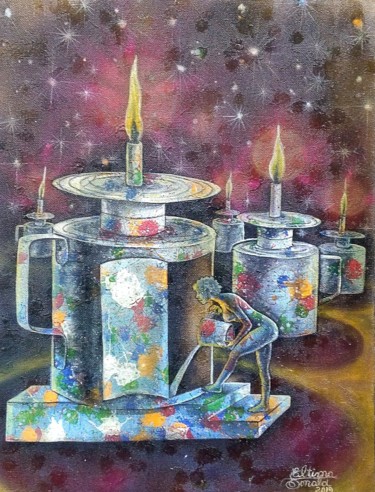 Painting titled "Flammes Éternelles" by Eltima Donald, Original Artwork, Acrylic