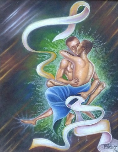 Painting titled "L'origine" by Eltima Donald, Original Artwork, Oil