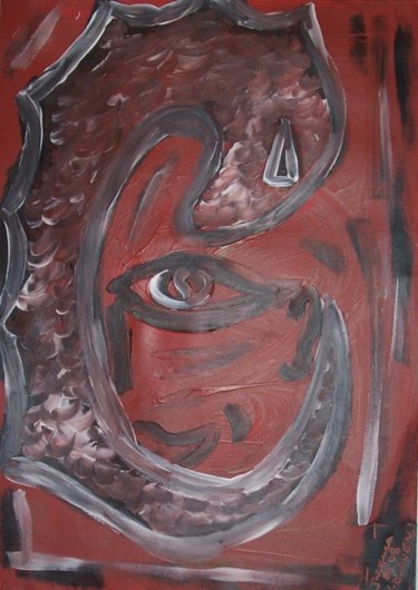 Peinture intitulée "Red Dragon Face" par Jacques Elduayen, Œuvre d'art originale