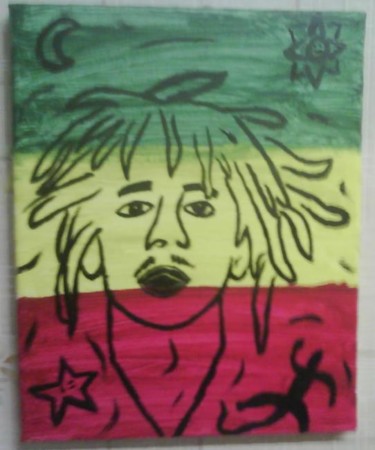 Peinture intitulée "Bob In Rasta Colors" par Jacques Elduayen, Œuvre d'art originale