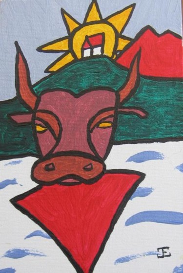 Peinture intitulée "Basque Bull" par Jacques Elduayen, Œuvre d'art originale