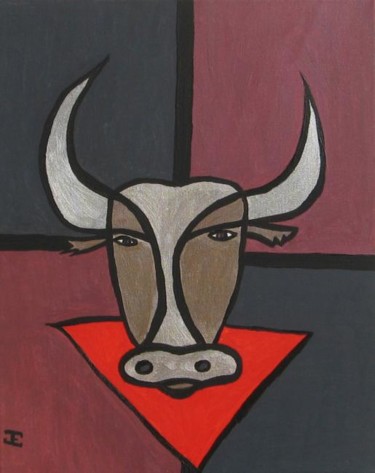 Peinture intitulée "Big Bull" par Jacques Elduayen, Œuvre d'art originale