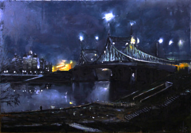 Painting titled "Старый мост. Тверь" by Volodia Varn, Original Artwork, Oil