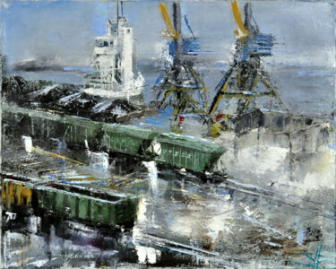 Картина под названием "Порт Выборг 50х40 2…" - Володя Варн, Подлинное произведение искусства, Масло