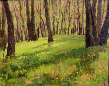 Картина под названием "Солнечный лес" - Николай Хальзев, Подлинное произведение искусства, Масло