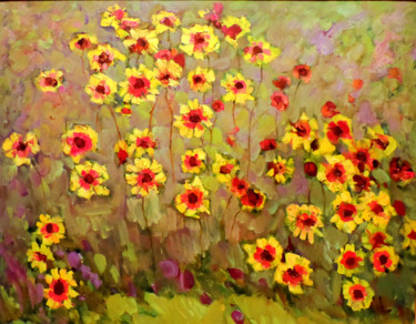 Картина под названием "Цветочная музыка" - Николай Хальзев, Подлинное произведение искусства, Масло