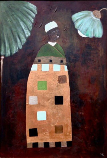Malerei mit dem Titel "Le mage vert" von Eleanor Gabriel, Original-Kunstwerk, Acryl