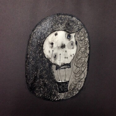Картина под названием "Le Bonhomme-lune" - Eleanor Gabriel, Подлинное произведение искусства, Акрил