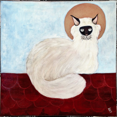 Peinture intitulée "Le Chat sacré" par Eleanor Gabriel, Œuvre d'art originale, Acrylique
