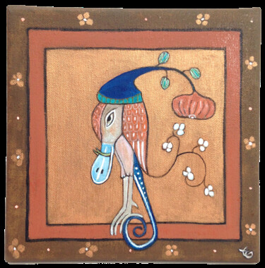Картина под названием "La chimère au potir…" - Eleanor Gabriel, Подлинное произведение искусства, Акрил