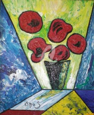Peinture intitulée "bouquet cubisme 1" par Electa, Œuvre d'art originale