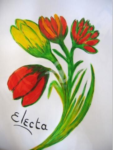 Peinture intitulée "tulipes" par Electa, Œuvre d'art originale