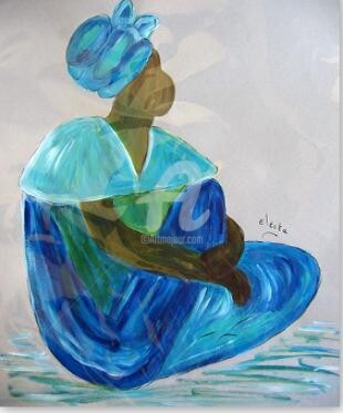 Peinture intitulée "africaine" par Electa, Œuvre d'art originale