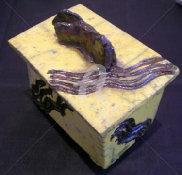 Peinture intitulée "boîte jaune" par Electa, Œuvre d'art originale
