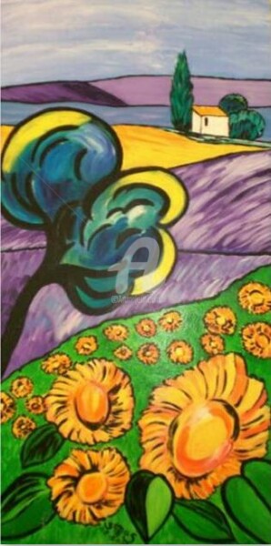 Peinture intitulée "les tournesols" par Electa, Œuvre d'art originale