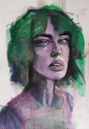 Malerei mit dem Titel "Green" von Electra Varnava, Original-Kunstwerk, Acryl