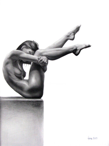 Картина под названием "nude3" - Electra Varnava, Подлинное произведение искусства, Карандаш