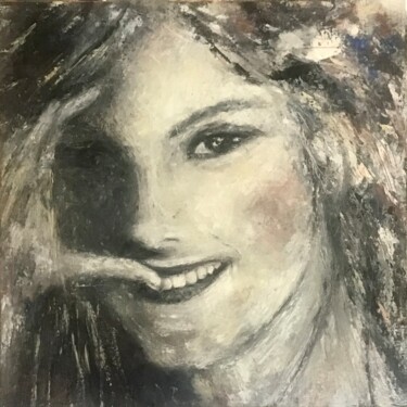 Malerei mit dem Titel "Le sourire de l’ange" von Electre, Original-Kunstwerk, Acryl Auf Keilrahmen aus Holz montiert