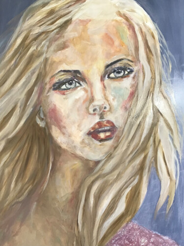 Peinture intitulée "Une blonde dans le…" par Electre, Œuvre d'art originale, Huile Monté sur Panneau de bois