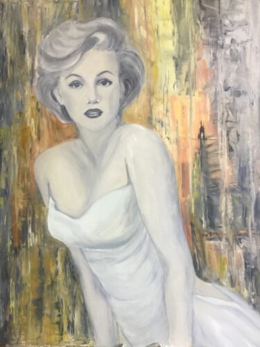 Painting titled "Marilyne" by Electre, Original Artwork, Oil Mounted on Wood Panel