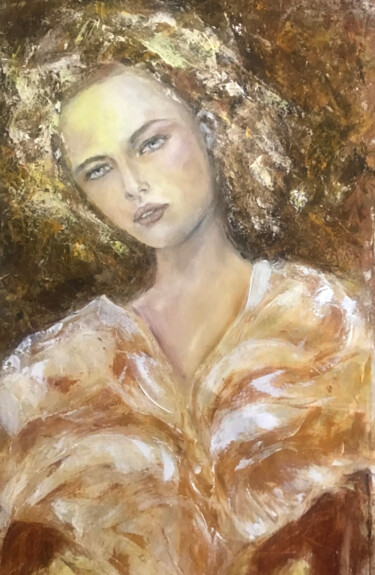 Painting titled "Portrait de femme" by Electre, Original Artwork, Oil