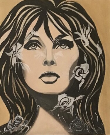 Painting titled "Jean" by Electre, Original Artwork, Acrylic Mounted on Cardboard