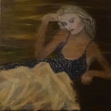 Painting titled "Nocturne" by Electre, Original Artwork, Oil Mounted on Wood Stretcher frame