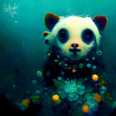 Arte digital titulada "Panda & flowers und…" por Electrodoage, Obra de arte original, Fotografía digital