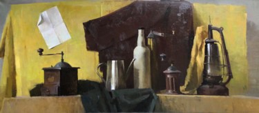 Картина под названием "Натюрморт с кофемол…" - Екатерина Элефтериади, Подлинное произведение искусства, Масло