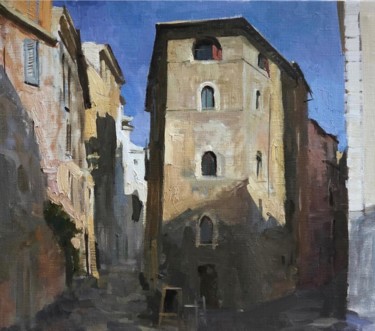 Картина под названием "Римская улочка" - Екатерина Элефтериади, Подлинное произведение искусства, Масло