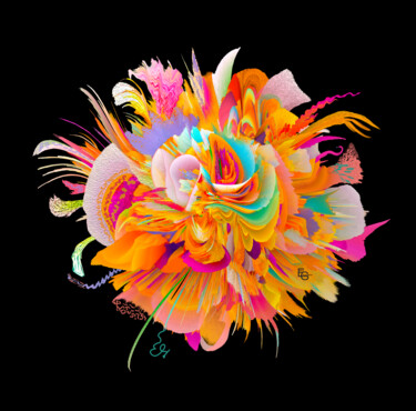 Digitale Kunst getiteld "Fantasy flower in r…" door Elegantchikova, Origineel Kunstwerk, Acryl