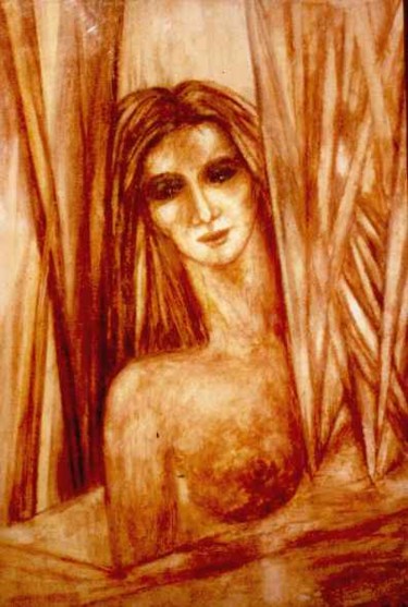 Peinture intitulée "femme aux roseaux" par Eleho, Œuvre d'art originale
