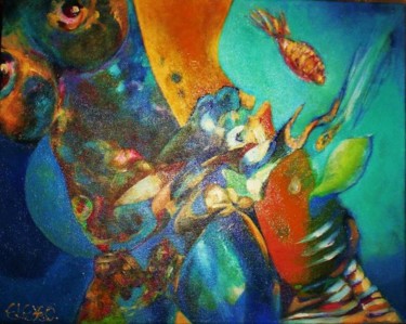 Painting titled "Gestation marine" by Eleho, Original Artwork