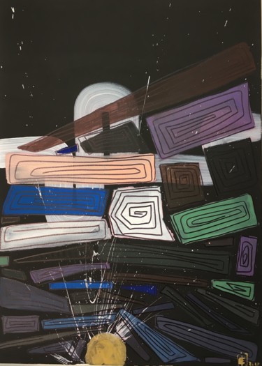 Painting titled "Constriction 3" by Istvan Elekes, Original Artwork, Acrylic