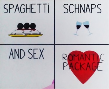 Malerei mit dem Titel "ROMANTIC PACKAGE" von Rembert Räni, Original-Kunstwerk, Acryl