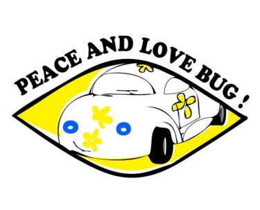 Ζωγραφική με τίτλο "PEACE AND LOVE BUG!" από Rembert Räni, Αυθεντικά έργα τέχνης, Ακρυλικό