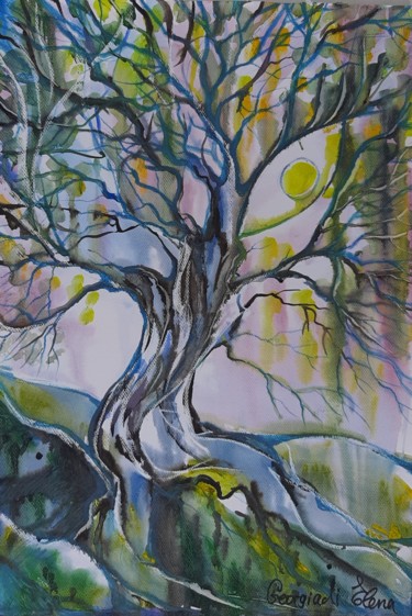 Pintura intitulada "Trees" por Elena Georgiadi, Obras de arte originais, Aquarela