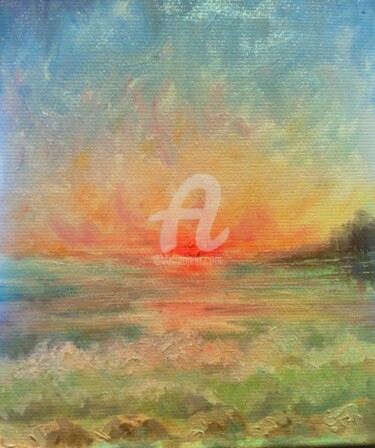 Картина под названием "Закат" - Elen Ruzh, Подлинное произведение искусства, Масло